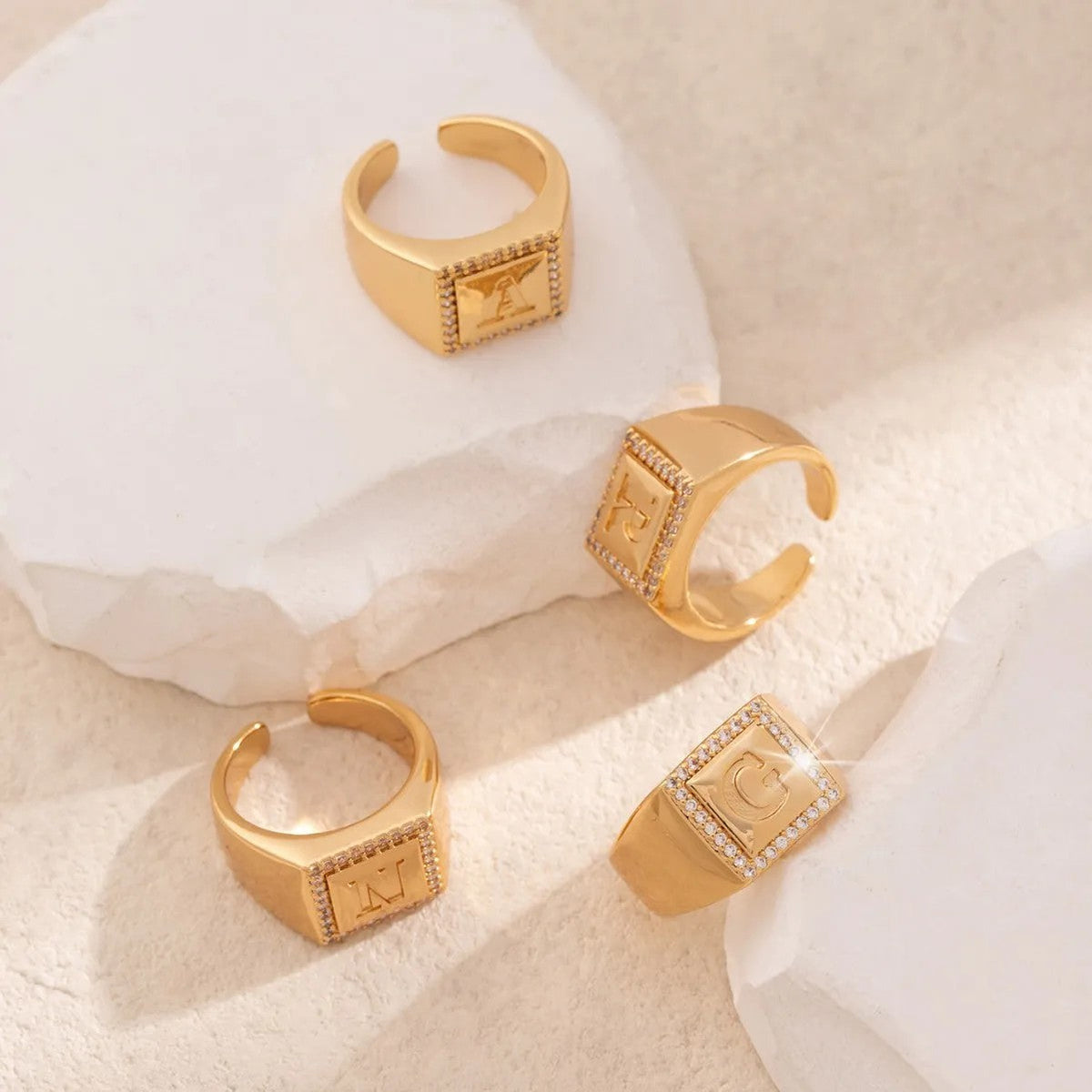 Square Initial Open Ring