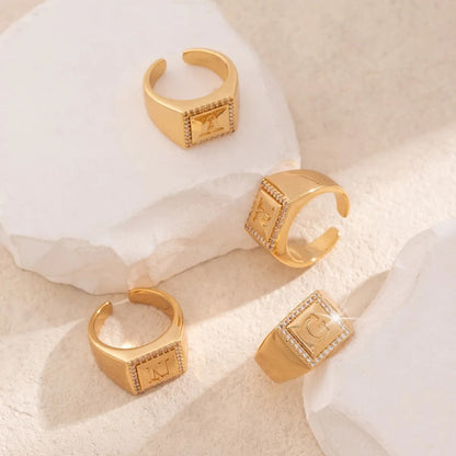 Square Initial Open Ring