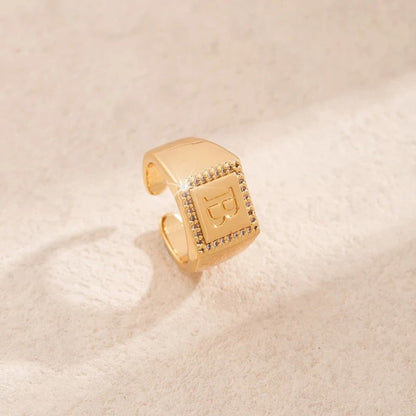 Square Initial Open Ring