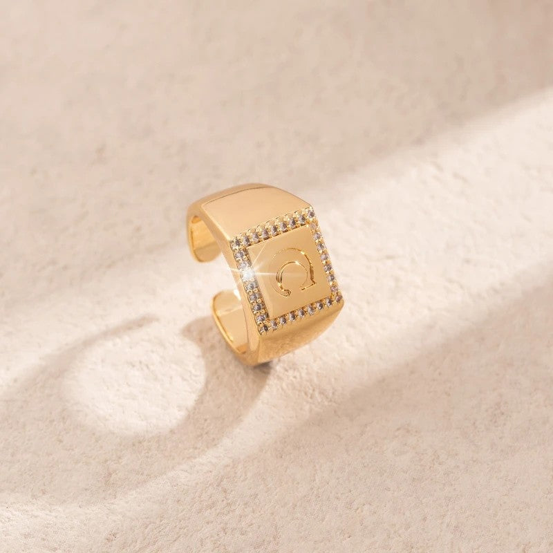 Square Initial Open Ring