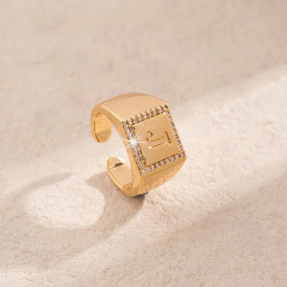 Square Initial Open Ring