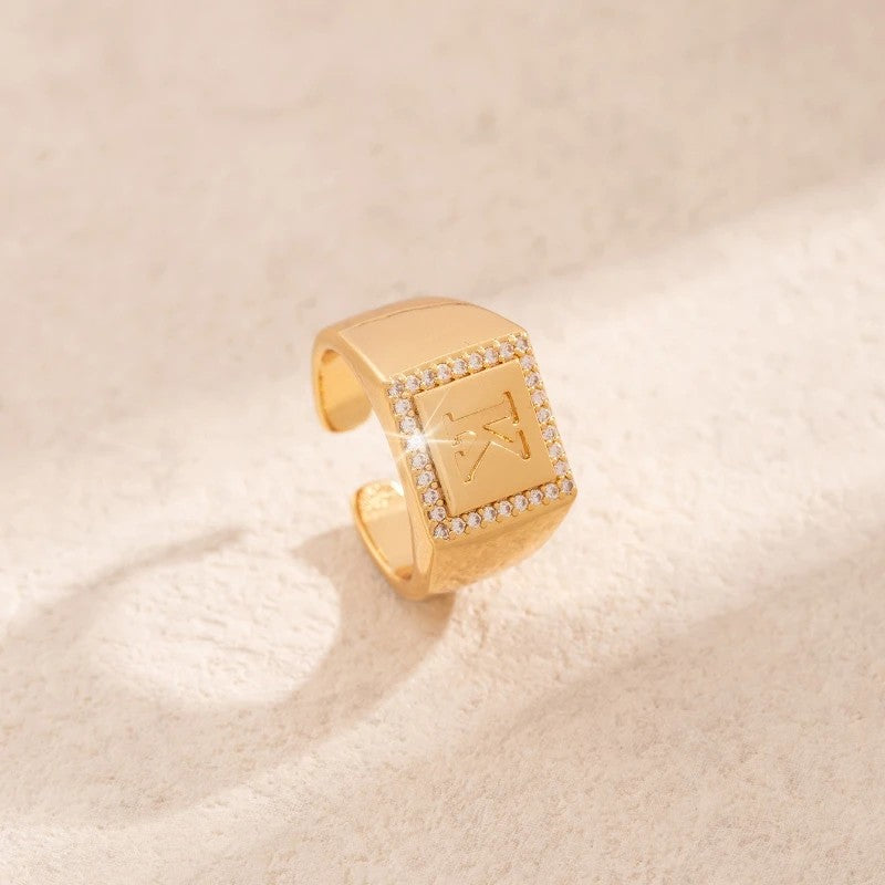 Square Initial Open Ring