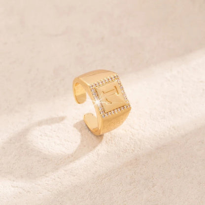 Square Initial Open Ring