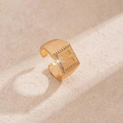 Square Initial Open Ring
