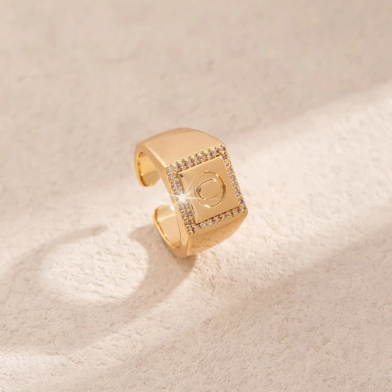 Square Initial Open Ring
