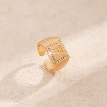 Square Initial Open Ring