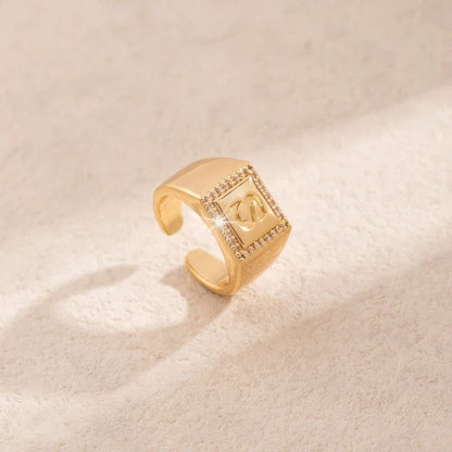 Square Initial Open Ring