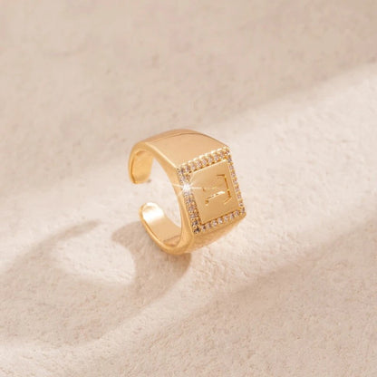 Square Initial Open Ring