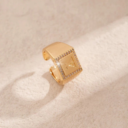Square Initial Open Ring