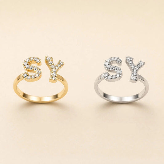 Crystal Initial Letter Ring