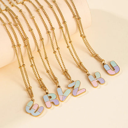 Colorful Enamel Initial Necklace