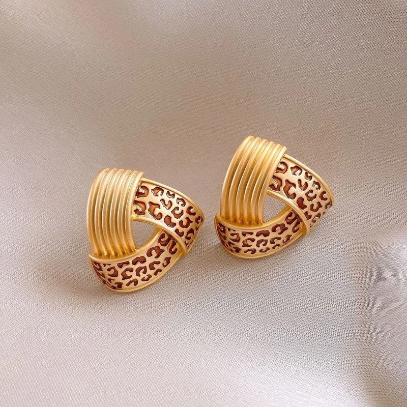 Leopard Triangle Stud Earrings