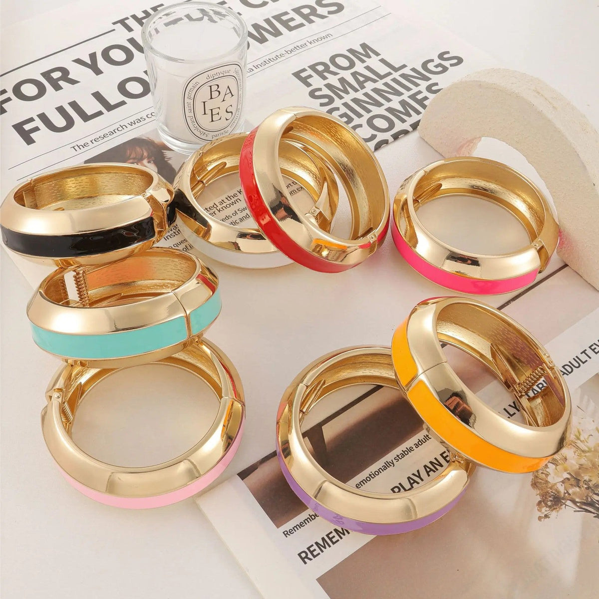 Colorful Enamel Hinged Bangle