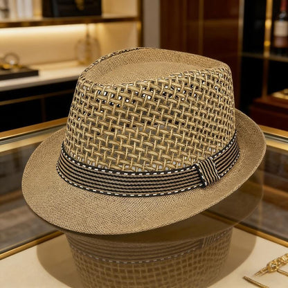 Woven Straw Fedora Hat