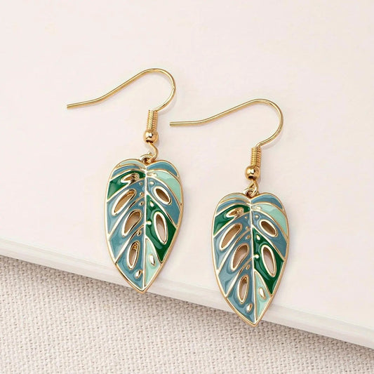 Tropical Leaf Drop Earrings