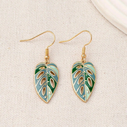 Tropical Leaf Drop Earrings