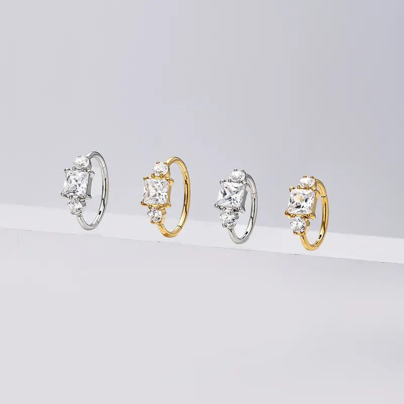 Square Crystal Nose Hoop