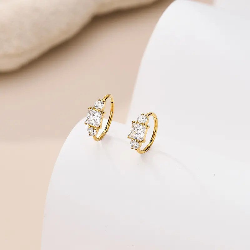 Square Crystal Nose Hoop