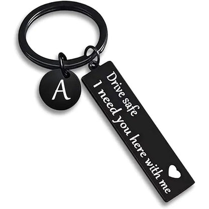 Drive Safe Rectangular Bar Keychain