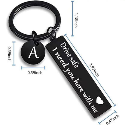 Drive Safe Rectangular Bar Keychain