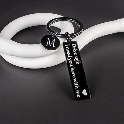 Drive Safe Rectangular Bar Keychain