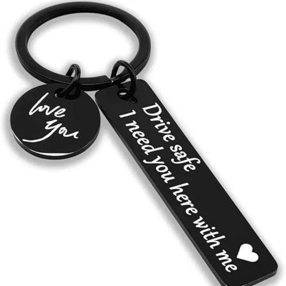 Drive Safe Rectangular Bar Keychain