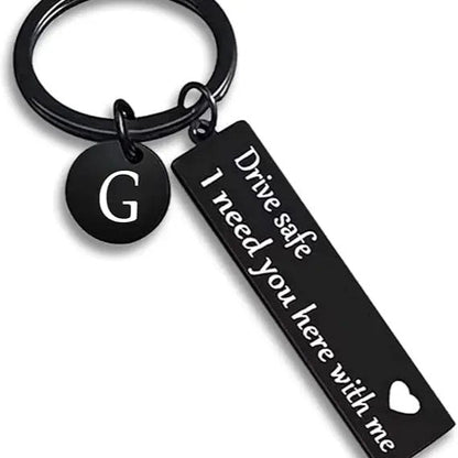 Drive Safe Rectangular Bar Keychain