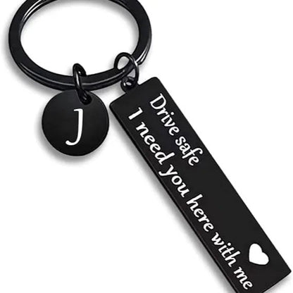 Drive Safe Rectangular Bar Keychain