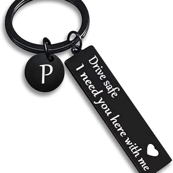 Drive Safe Rectangular Bar Keychain