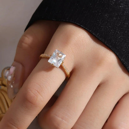 Crystal Leaf & Stone Ring Set