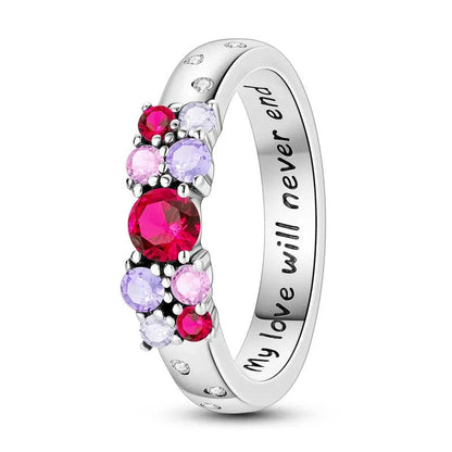 Engraved Floral Gemstone Ring