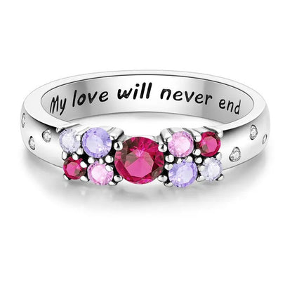 Engraved Floral Gemstone Ring