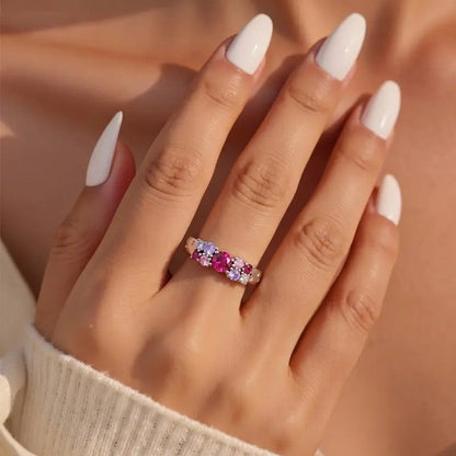 Engraved Floral Gemstone Ring