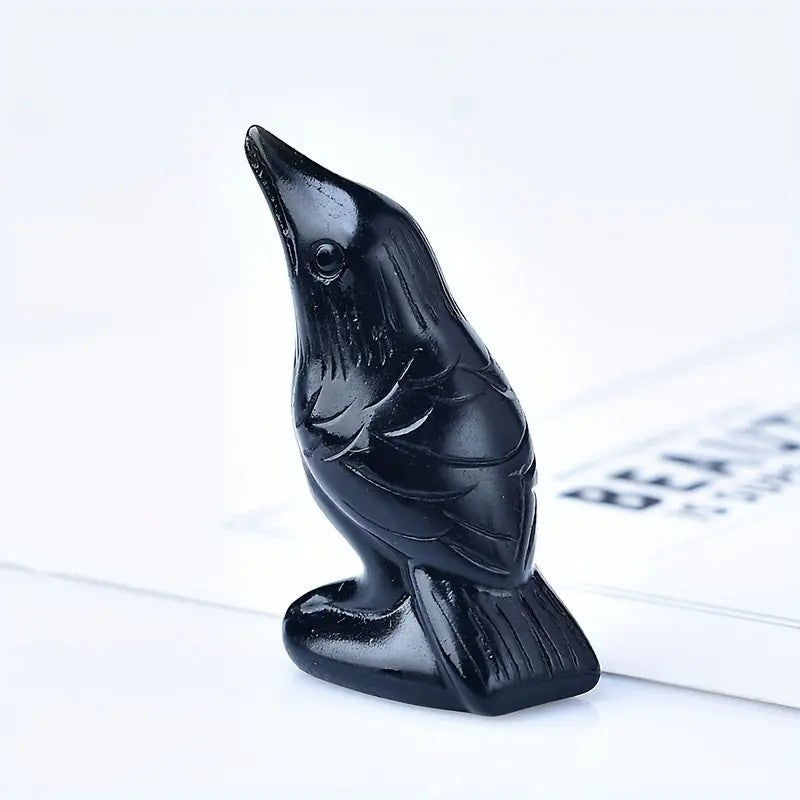 Black Stone Crow Figurine