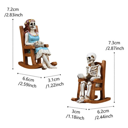 Skeleton Couple Rocking Chair Figurine Set