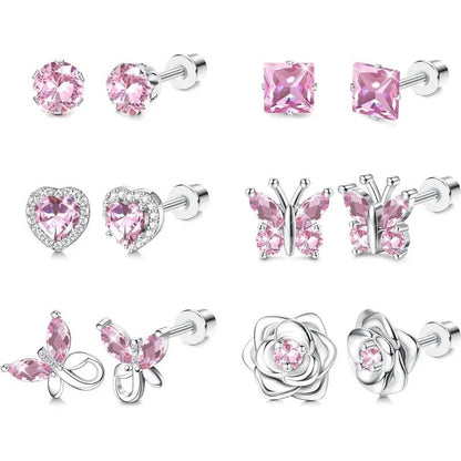 Purple Crystal Motif Earring Set