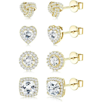 Crystal Shape Stud Earring Set