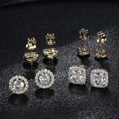 Crystal Shape Stud Earring Set