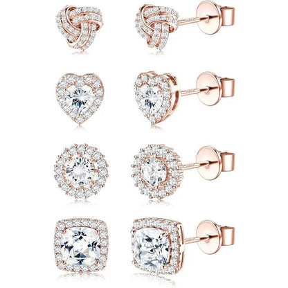 Crystal Shape Stud Earring Set