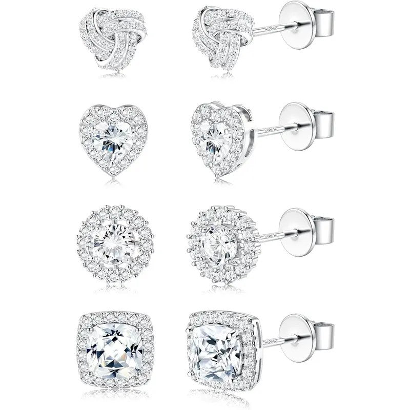 Crystal Shape Stud Earring Set