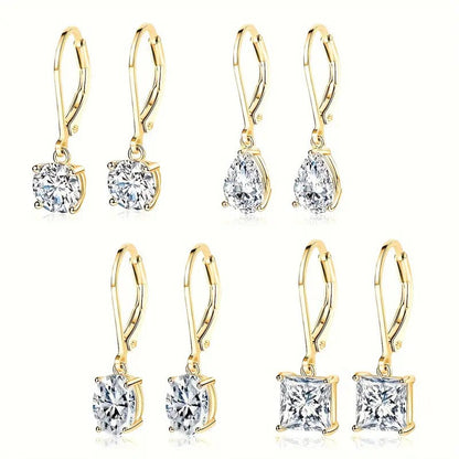 18k Crystal Drop Earring Set