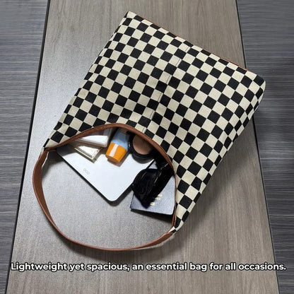Checkerboard Shoulder Tote