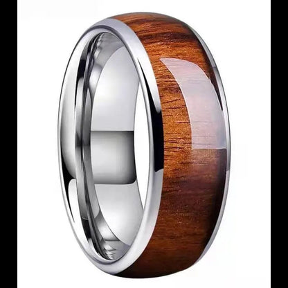 Wood Grain Stainless Steel Ring