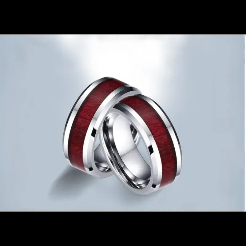 Wood Grain Stainless Steel Ring