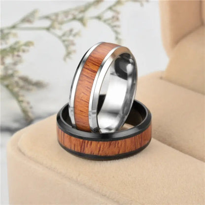 Wood Grain Stainless Steel Ring