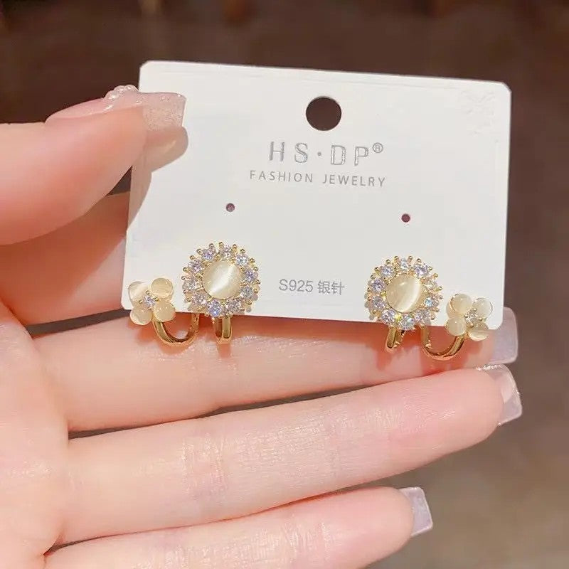 Floral Pearl & Crystal Ear Cuff