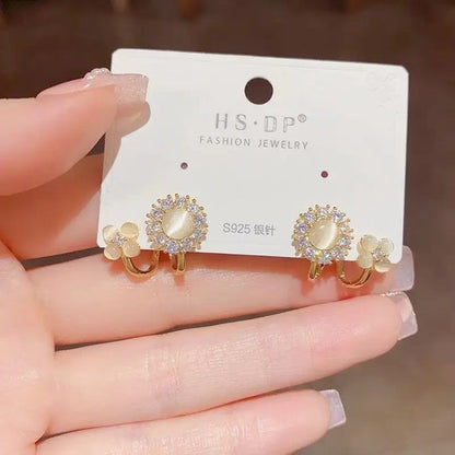 Floral Pearl & Crystal Ear Cuff
