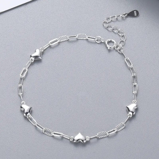 Polished Heart Link Bracelet