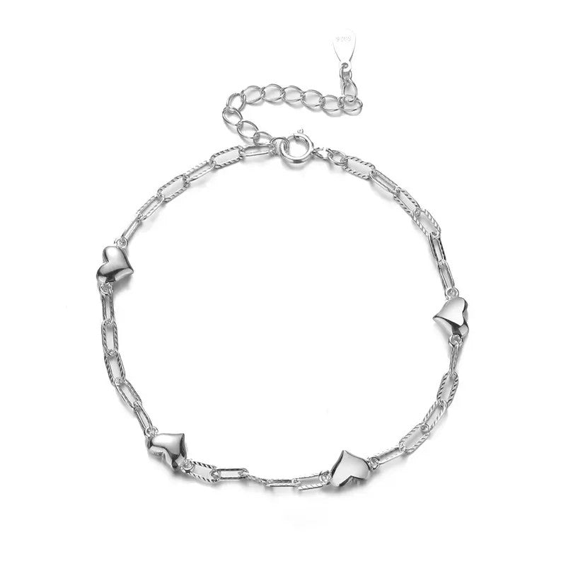 Polished Heart Link Bracelet