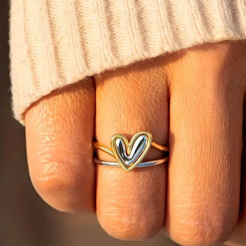 Two-Tone Heart Ring